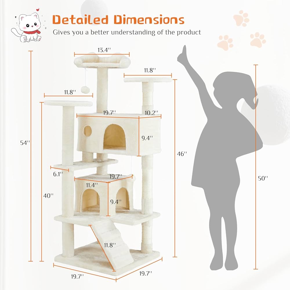 thha__ オブジェ ザー トリ Amazon.com : 54 Inches Cat Tower Condo Furniture, Cat Tree